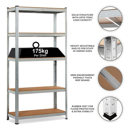 5-Tier Heavy Duty Garage Storage Racking Shelf - 90 x 40 x 180cm