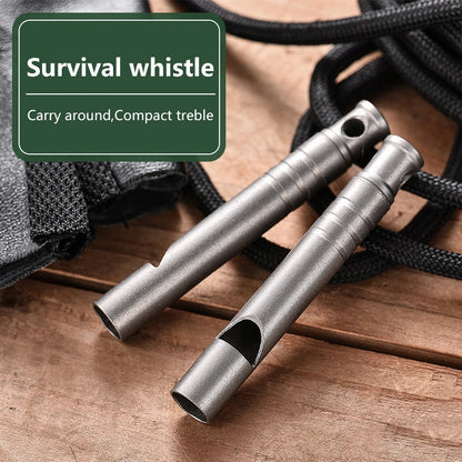 [OD] Titanium Whistle with Lanyard Emergency Safety Survival Whistle Ultralight Camping Hiking Outdoors Emergency