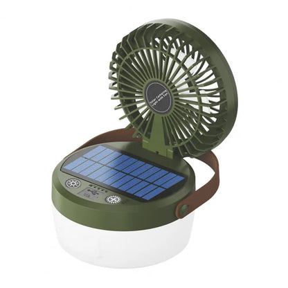 Solar Camping Fan Light USB 2-In-1 Multi-purpose Outdoor Hiking Tent Hanging Fan Lamp Emergency Lantern Tents Cooling Fan