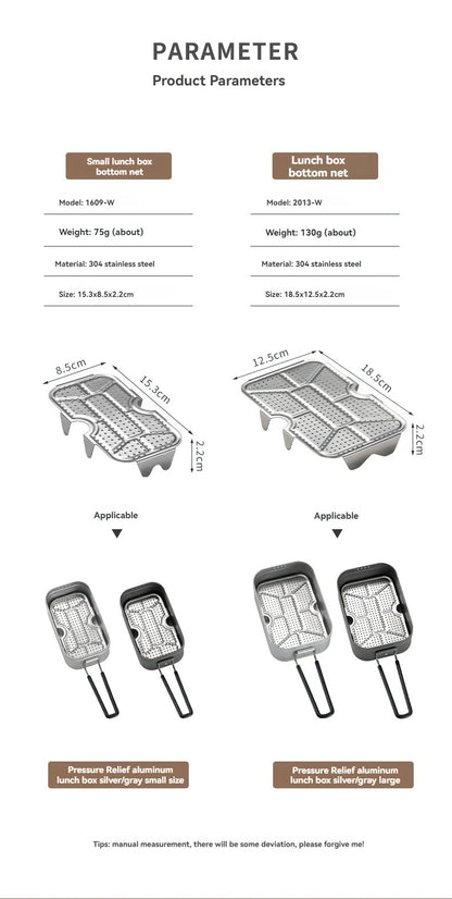 CAMPINGMOON Outdoor Camping Aluminum Lunch Box Bottom Net Picnic Thickened Stainless Steel Steaming Net With High Steaming Sheet