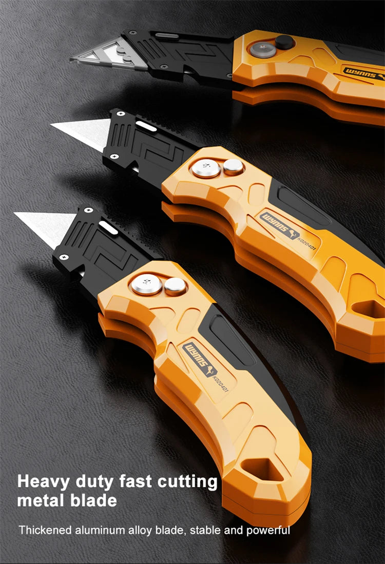 WYNNS Heavy Duty Box Cutter Folding Utility Knife Quick Change Blades SK5 Blades Cutting Tool Cutter for Cartons Cardboard Box