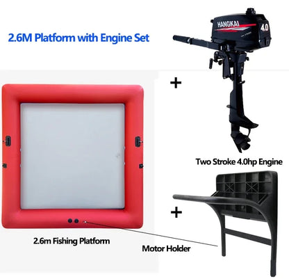 2.6M Fishing Luya Floating Platform Boat With Air Deck Set Thickness Air Chamber Inflatable Movable Floating Row With Motor Set