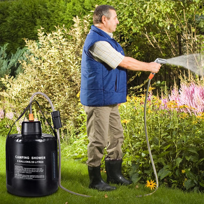 Portable Camping Shower with 20L Solar Heating Bag Rechargeable Electric Pump For Watering Flowers Hiking Beach Dog Washing