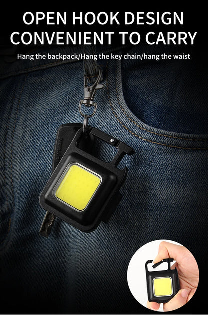 LED Flashlight Super Bright 1000LM Folding Bracket Bottle Opener Keychain USB Rechargeable Waterproof Light Outdoor Camping Tool