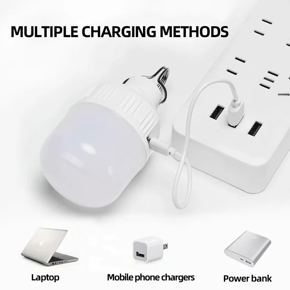 Portable LED Camping Light USB Rechargeable Multifunctional Outdoor Emergency Hanging Tent Lamp Hiking Picnics Night Lighting