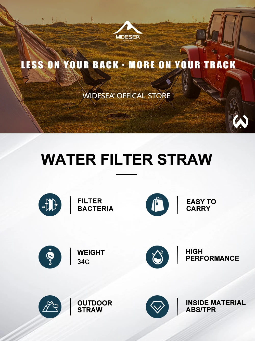 Widesea Camping Outdoor Water Purifier 0.01Micron Filtration Portable Reusable Straw Type Use Of Highqualitymedical Hollow Fiber