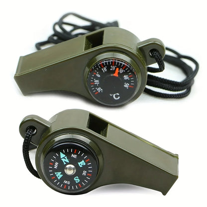 3-in-1 Survival Whistle with Dual Compass Thermometer Outdoor Camping Hiking Emergency Survival Tools Camping Gear