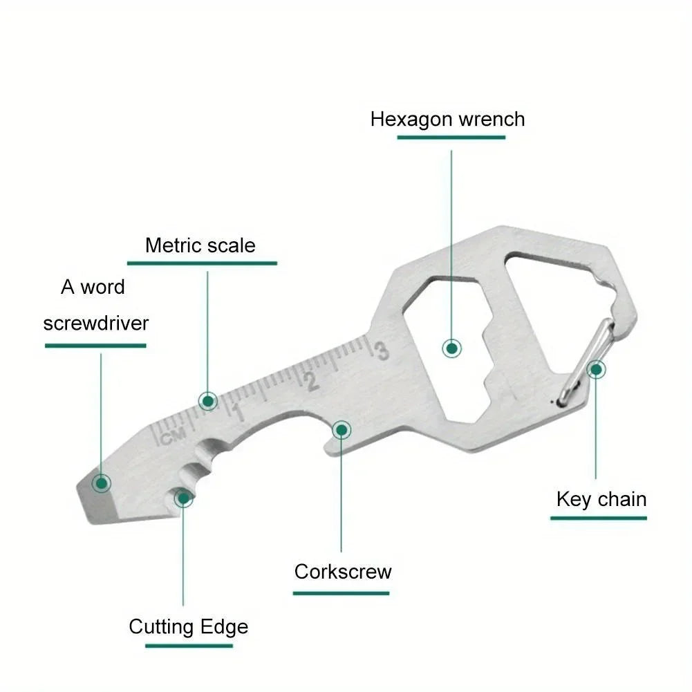 1PC Compact Outdoor Survival Bottle Opener Wrench Screwdriver Pocket EDC Multi Tool Keychain Outdoor Survival Gear Gadget