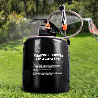 Portable Camping Shower with 20L Solar Heating Bag Rechargeable Electric Pump For Watering Flowers Hiking Beach Dog Washing