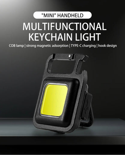 LED Flashlight Super Bright 1000LM Folding Bracket Bottle Opener Keychain USB Rechargeable Waterproof Light Outdoor Camping Tool