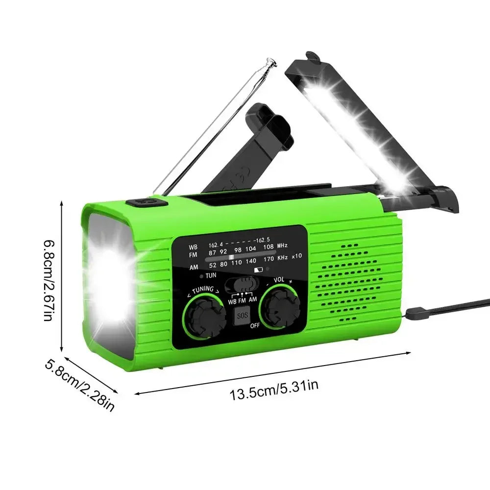 Portable Solar Radio Flashlight Hand Crank Weather Radio AM/FM/NOAA Radio Crank 3 Way Charging Survival For Camping