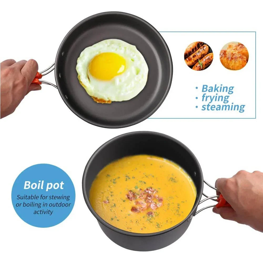 Camping Cookware Set Non-Stick Pots for 2-3 People-3