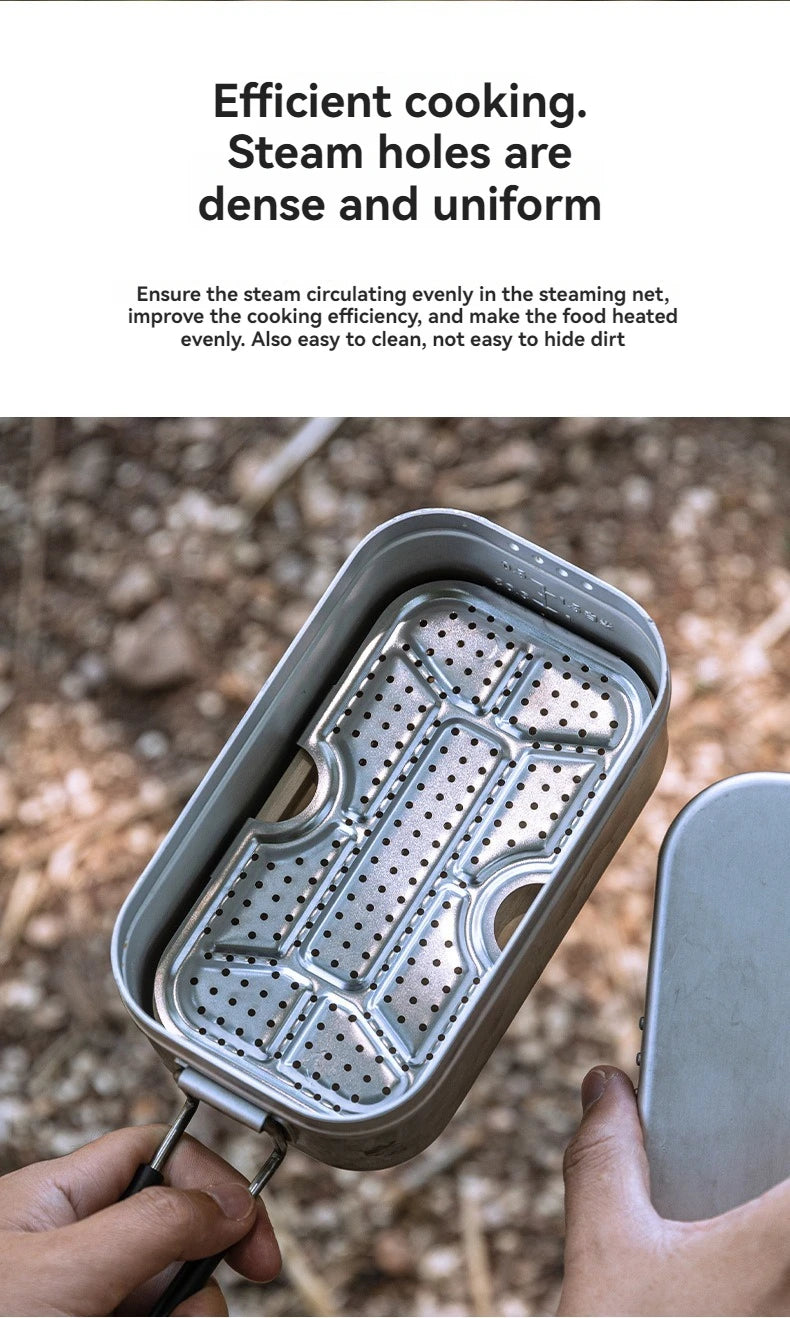 CAMPINGMOON Outdoor Camping Aluminum Lunch Box Bottom Net Picnic Thickened Stainless Steel Steaming Net With High Steaming Sheet