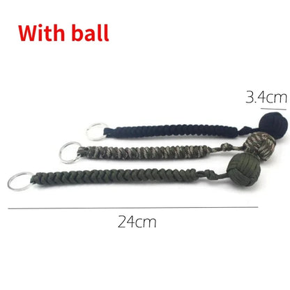 Outdoor Self-Defense Umbrella Rope,Monkey Fist Steel Ball, Paracord Survival Key Chain, Outdoor Safety Protection Accessories