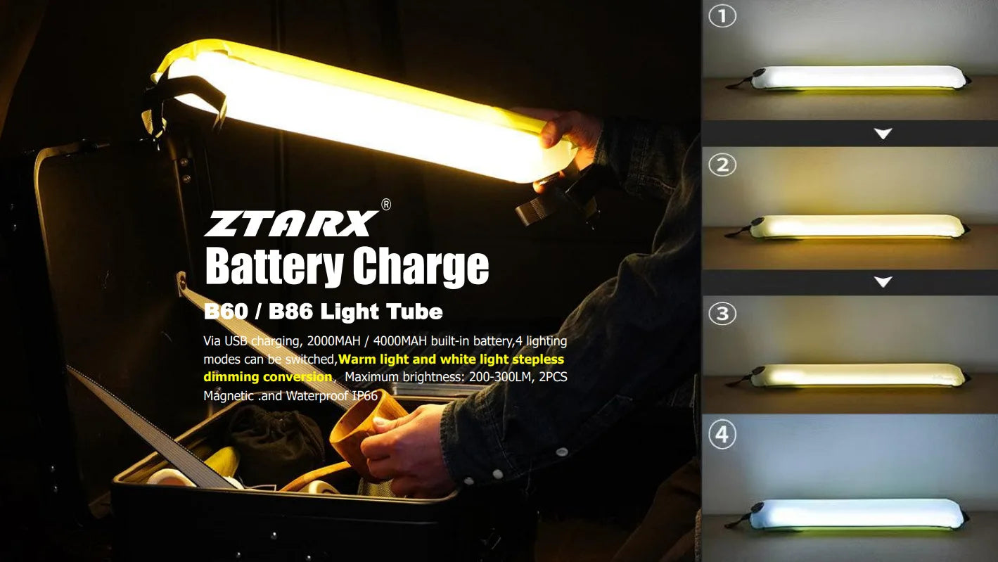 Portable Air Tube Light Foldable LED Soft Light Inflatable USB Solar Charging Waterproof Outdoor Photography Camping Lighting