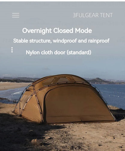 3FUL GEAR 2.0 Beetle 16 Dome Tent 70D Nylon Spherical Tent Breathable Large Space Tunnel Tent With Chimney Mouth Camping Hiking