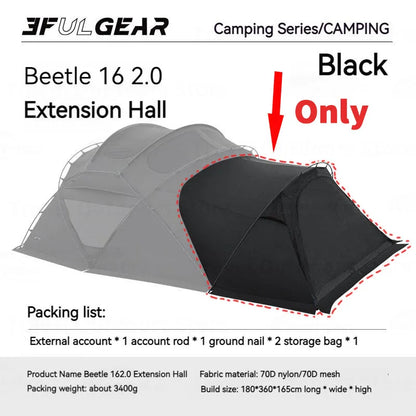 3FUL GEAR 2.0 Beetle 16 Dome Tent 70D Nylon Spherical Tent Breathable Large Space Tunnel Tent With Chimney Mouth Camping Hiking
