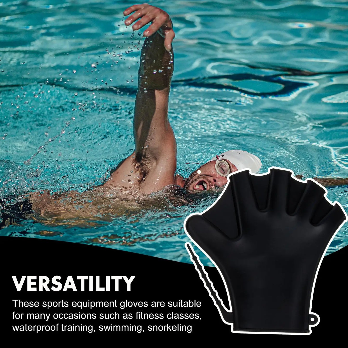 Adjustable Silicone Swimming Hand Fins Water Fitness Gloves Durable Unisex Dive Protection Gear Pool Surfing Accessories Diving