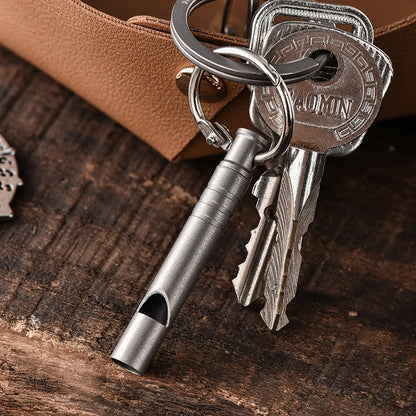 [OD] Titanium Whistle with Lanyard Emergency Safety Survival Whistle Ultralight Camping Hiking Outdoors Emergency