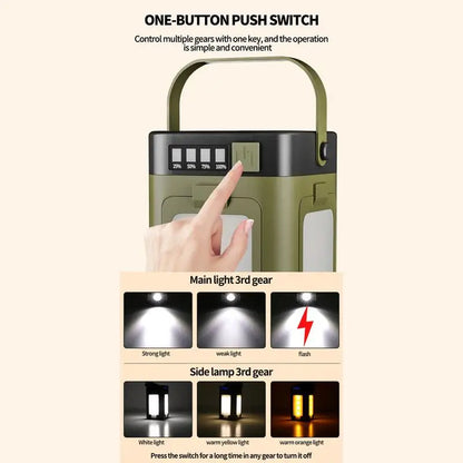 Solar Portable Camp Light Camping Lamp Foldable Flashlight Emergency Power Bank Work Floodlight For Outdoor Camping