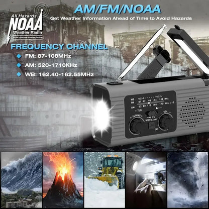 Portable Solar Radio Flashlight Hand Crank Weather Radio AM/FM/NOAA Radio Crank 3 Way Charging Survival For Camping