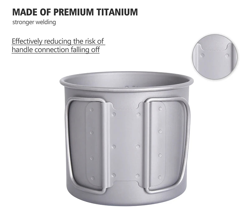 Boundless Voyage Camping Titanium Cup Mug Outdoor Tourist Picnic Cooking Hanging Pot Tableware Hiking Kitchen Equipment Cookware
