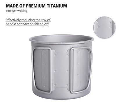 Boundless Voyage Camping Titanium Cup Mug Outdoor Tourist Picnic Cooking Hanging Pot Tableware Hiking Kitchen Equipment Cookware
