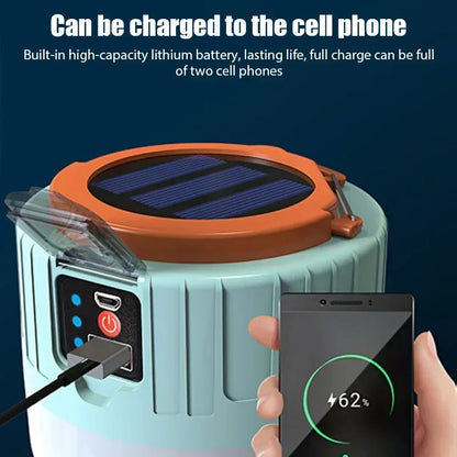 Solar LED Camping Light USB Rechargeable IP65 Lamp Outdoor Tent Hanging 4lighting Mode Lanterns Emergency Home Repair Work Light