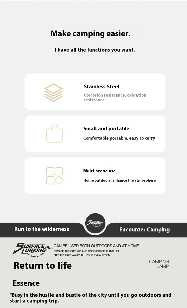 MOUNTAINHIKER GOPEAK Outdoor Candle Light Set Picnic Camping Retro Decorate Ambience Light Creative Desktop Bedside Candle Light