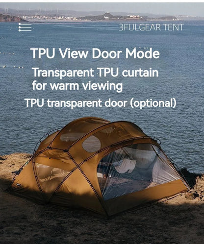 3FUL GEAR 2.0 Beetle 16 Dome Tent 70D Nylon Spherical Tent Breathable Large Space Tunnel Tent With Chimney Mouth Camping Hiking