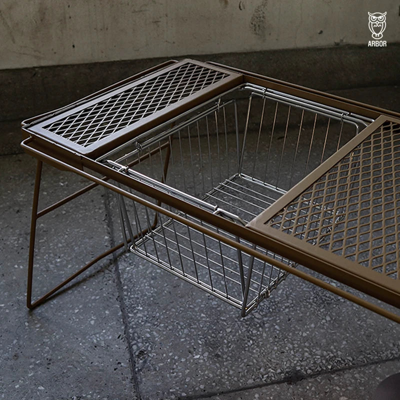 ARBOR FOLDING STAINLESS BASKET WILD CAMPING OUTDOOR