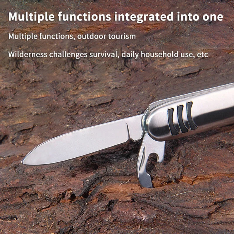1 Piece Multifunctional Folding Stainless Steel Knife Swiss Army Knife Camping Knife Fruit Knife Barbecue Universal Knife