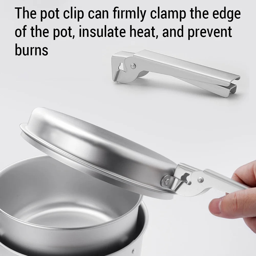 10pcs Camping Stove Kit Camping Pot Pan Stove Set Outdoor Frying Pan Kettle for Outdoor Camping Cooking Backpacking