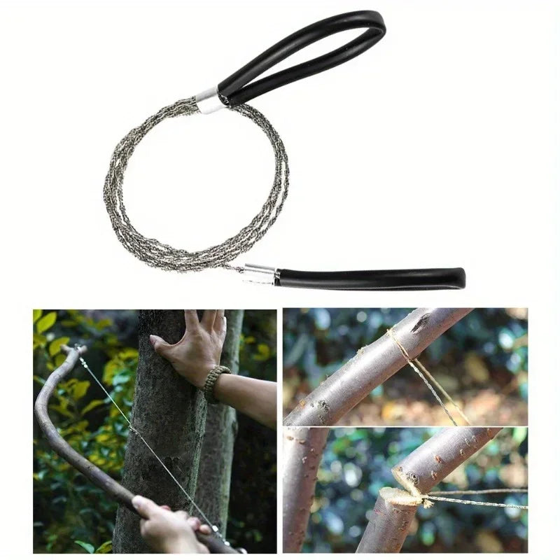 1pc Leather Cover Stainless Steel Wire Saw Wilderness Survival Outdoor Camping Hike Mini Hand Pulled Rope Saw Survival Equipment