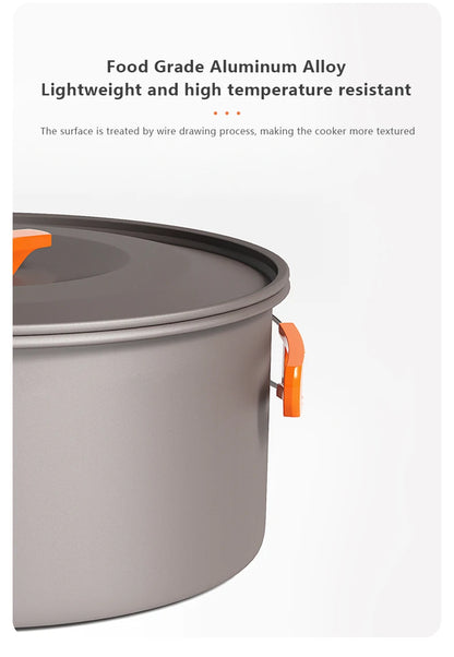 BISINNA Outdoor Aluminum Alloy Camping Cookware Utensils Water Kettle Pan Pot Cooking Set for Travelling Hiking Picnic BBQ