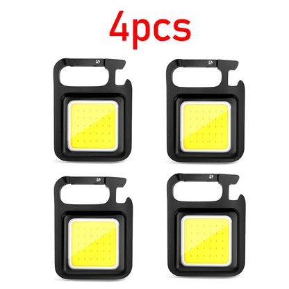 LED Flashlight Super Bright 1500LM Folding Bracket Bottle Opener Keychain USB Rechargeable Waterproof Light Outdoor Camping Tool