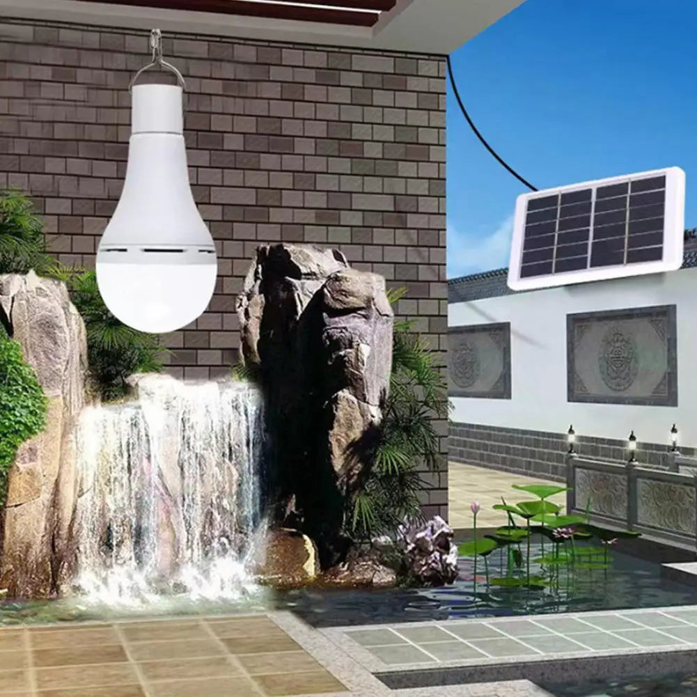 LED Solar Bulb Light Waterproof Outdoor USB Charged Hanging Emergency Sunlight Powered Lamp Portable Indoor House