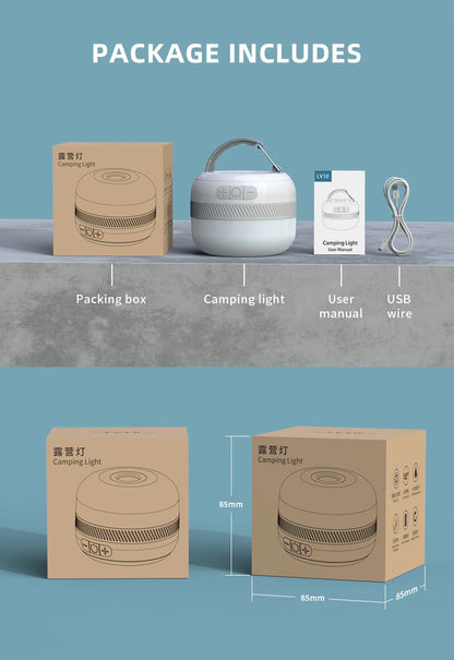 LV10 Outdoor LED Camping Flashlight 230 Hours Rechargeable Camping Lantern with Magnet Lighting Fixture Portable Emergency Light