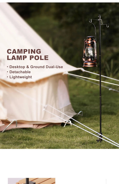 WESTTUNE 4-Section Camping Lantern Stand Aluminum Alloy Detachable Lamp Pole Portable Outdoor Light Holder Folding Lamp Hanger