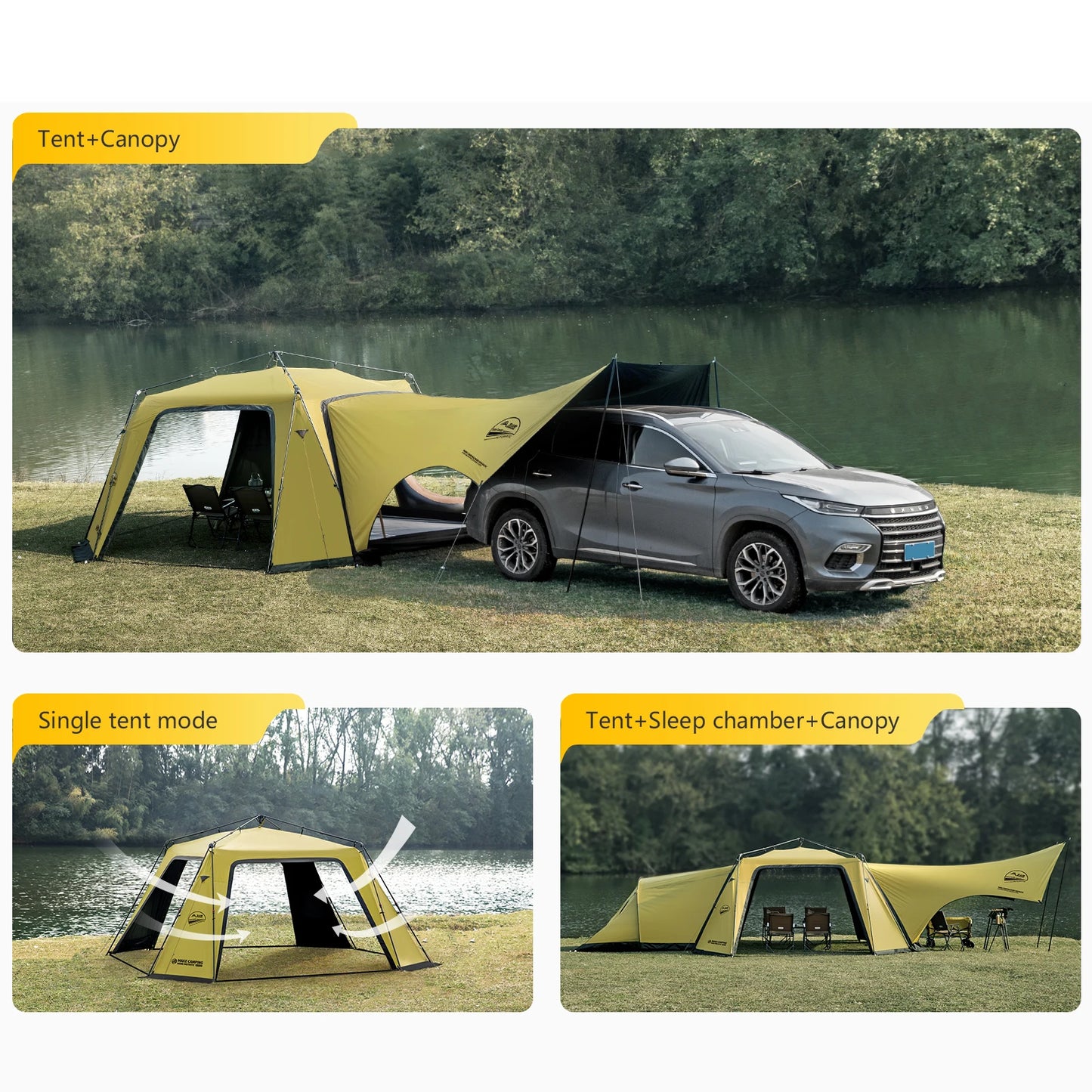 BISINNA 6-8 Persons One-touch Dome Tent Vinyl Coated Canopy Waterpoof Sunshade Shelter for Family Camping Travel Outdoors