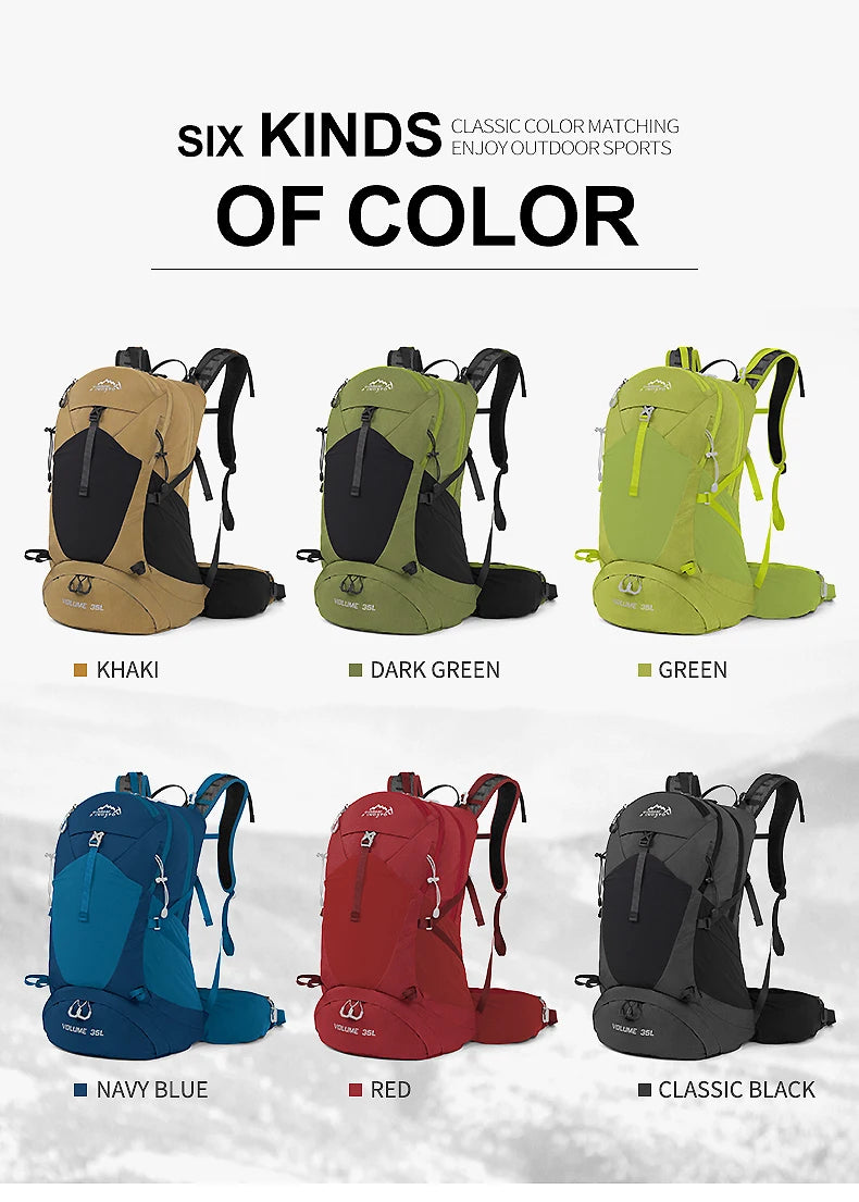 Mountaineering backpack 35 liters men's and women's outdoor sports bag waterproof camping hiking rain