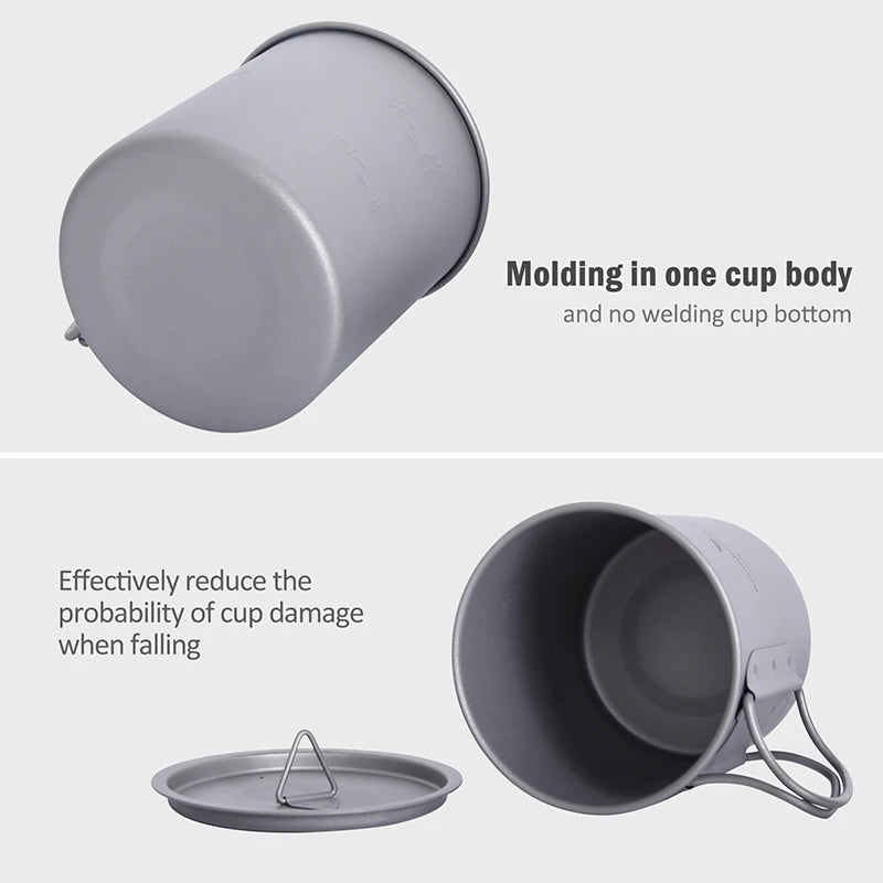 Boundless Voyage Camping Titanium Cup Mug Outdoor Tourist Picnic Cooking Hanging Pot Tableware Hiking Kitchen Equipment Cookware