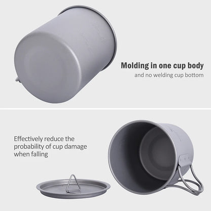 Boundless Voyage Camping Titanium Cup Mug Outdoor Tourist Picnic Cooking Hanging Pot Tableware Hiking Kitchen Equipment Cookware