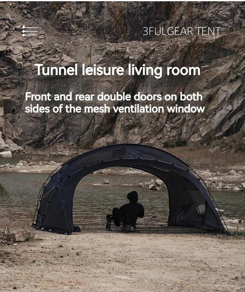 3FUL GEAR 2.0 Beetle 16 Dome Tent 70D Nylon Spherical Tent Breathable Large Space Tunnel Tent With Chimney Mouth Camping Hiking