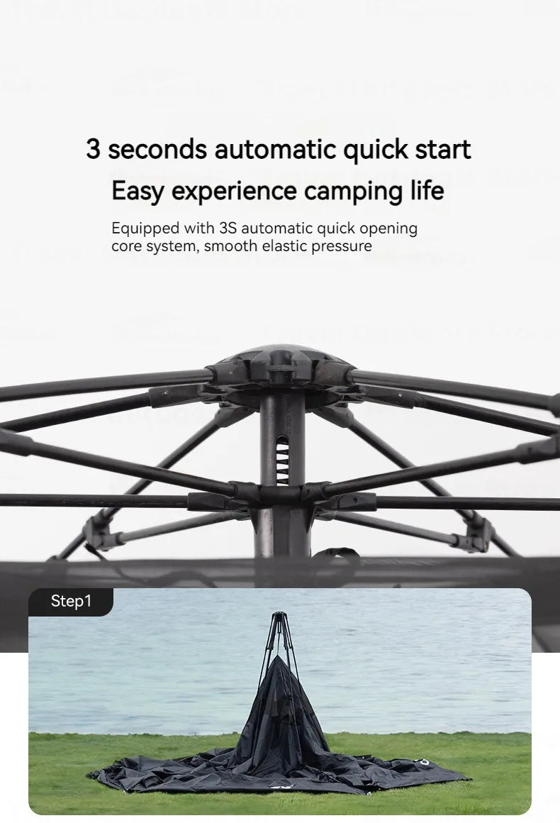 Naturehike Blackdog One-touch Tent Outdoor Automatic Tent Camping Dome Hexagonal Black Coated Quick Open Waterproof Shelter 150D