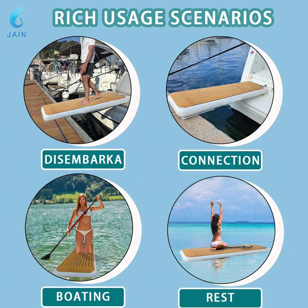 Floating Dock with Carry Bag, Inflatable Platform, Gangway for Lake Sea Water Boat, Floats for Island