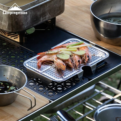 CAMPINGMOON Outdoor Camping Aluminum Lunch Box Bottom Net Picnic Thickened Stainless Steel Steaming Net With High Steaming Sheet