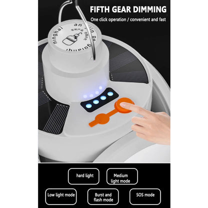 LED Camping Light IPX4 Waterproof 1200mAh Solar USB DC Rechargeable Portable LED Lantern 5 Modes 500LM Outdoor Lights