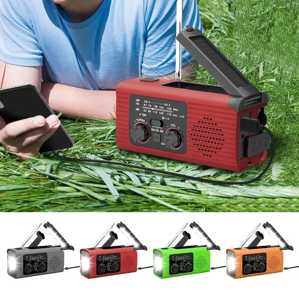 Portable Solar Radio Flashlight Hand Crank Weather Radio AM/FM/NOAA Radio Crank 3 Way Charging Survival For Camping