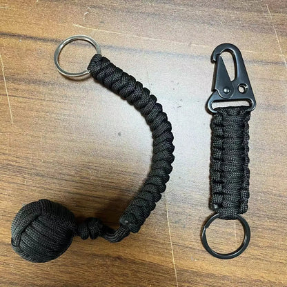 Outdoor Self-Defense Umbrella Rope,Monkey Fist Steel Ball, Paracord Survival Key Chain, Outdoor Safety Protection Accessories
